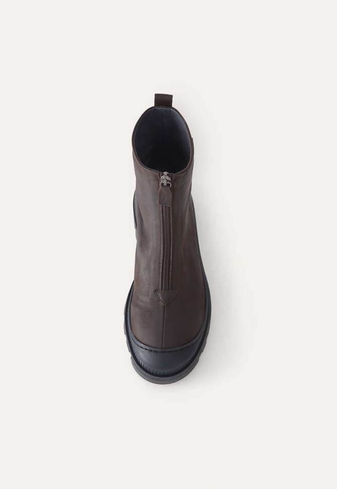 Stiefel mit Frontrei&szlig;verschluss, Dunkelbraun, completeTheLook