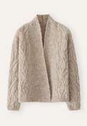 Zopfmuster-Cardigan, Rehbraun-Grau, webstill