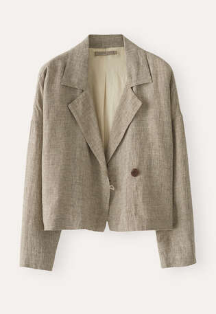 Jacke mit breitem Kragen, Natur/Farn, webstill