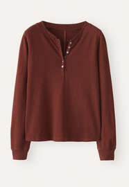 Gestreiftes Henley-Top, Pflaume/Chili, webstill