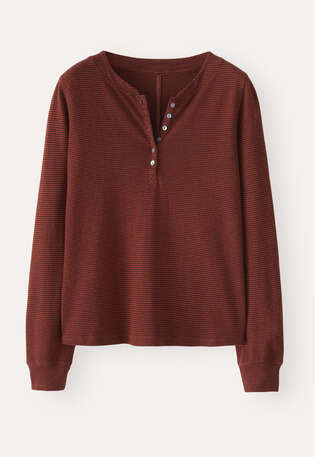 Gestreiftes Henley-Top, Pflaume/Chili, webstill
