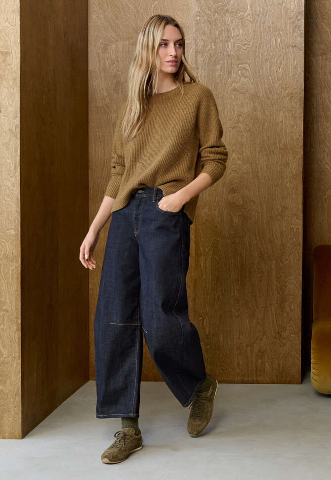 Gerippter Pullover mit Rundhalsausschnitt, Tundra, completeTheLook