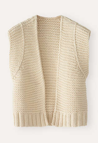 Handgestrickte Weste, Ecru, webstill