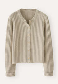 Gerippter Cardigan, Steingrau, webstill